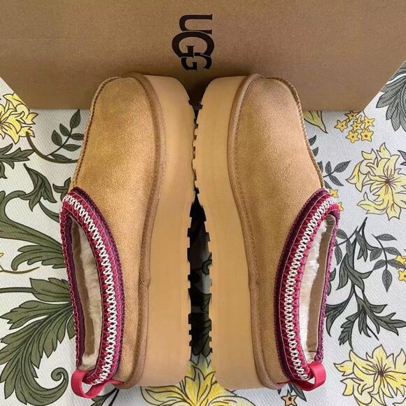 UGG Tan and Red Women's Slippers - Picture 3 of 6